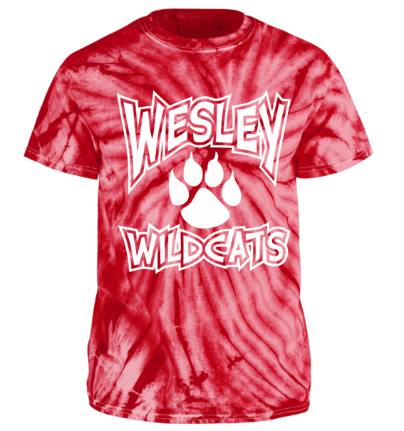 T-Shirt - Wesley Wildcats - Red Tye-Dye