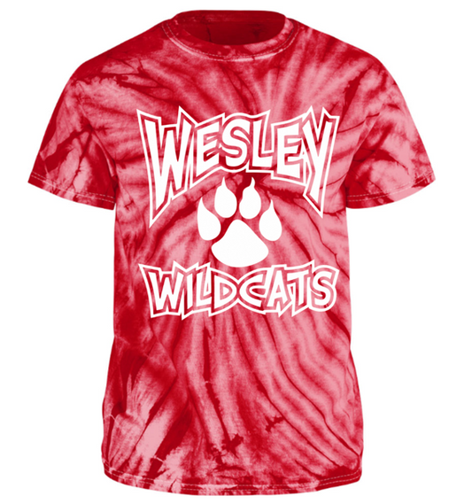T-Shirt - Wesley Wildcats - Red Tye-Dye